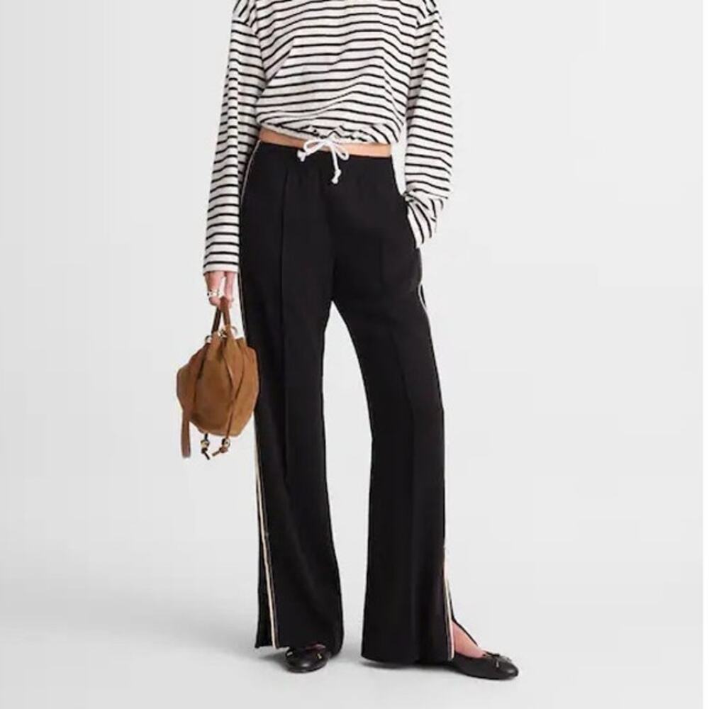 Madewell Pull-On Bootcut Track Pant Jet Black Stripe Size Small NWT